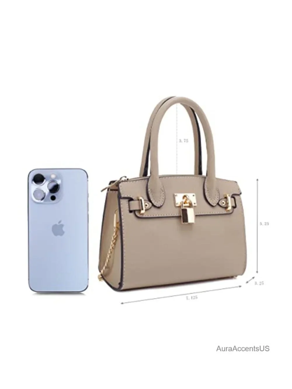 EVVE Mini Satchel Purse Faux Saffiano Leather Evening Bag with Chain
